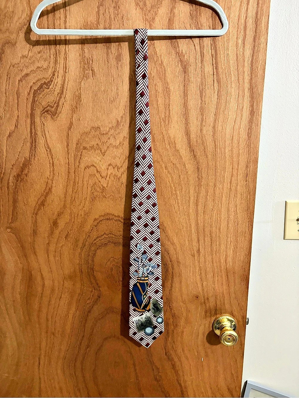 Spyglass Hill Golf Theme Novelty Silk Necktie Brown & Cream